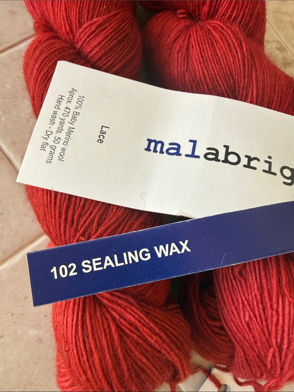 Malabrigo Lace Yarn Skein in Vivid Pink Red - Sealing Wax
